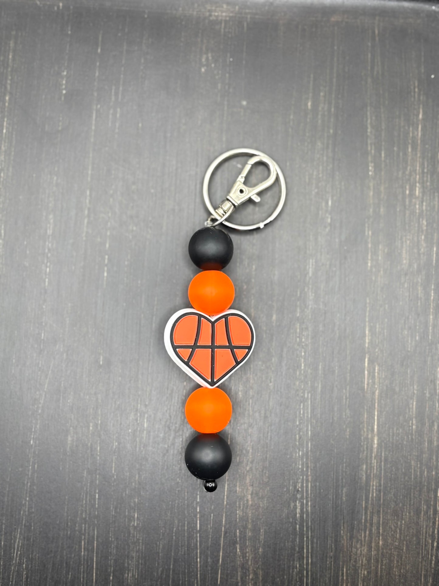 Heart Sports Beaded Keychain