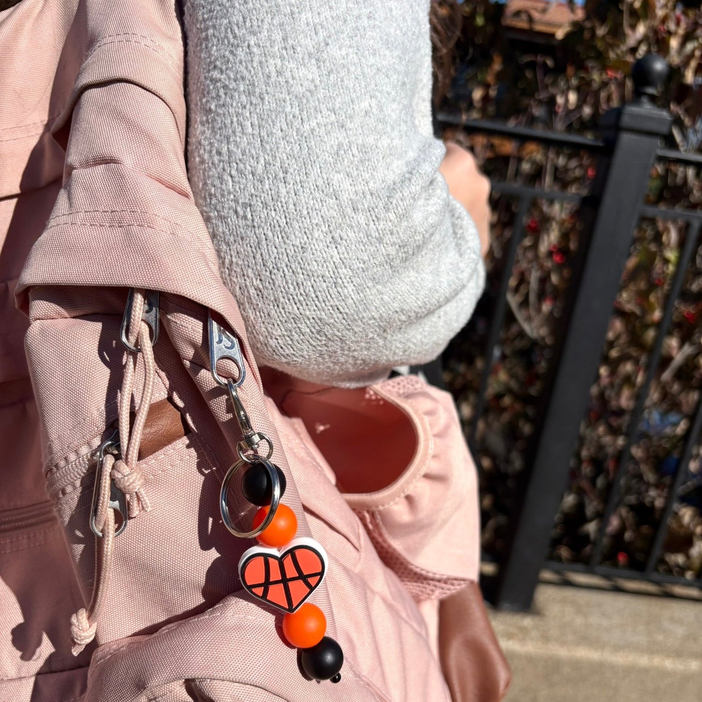 Heart Sports Beaded Keychain