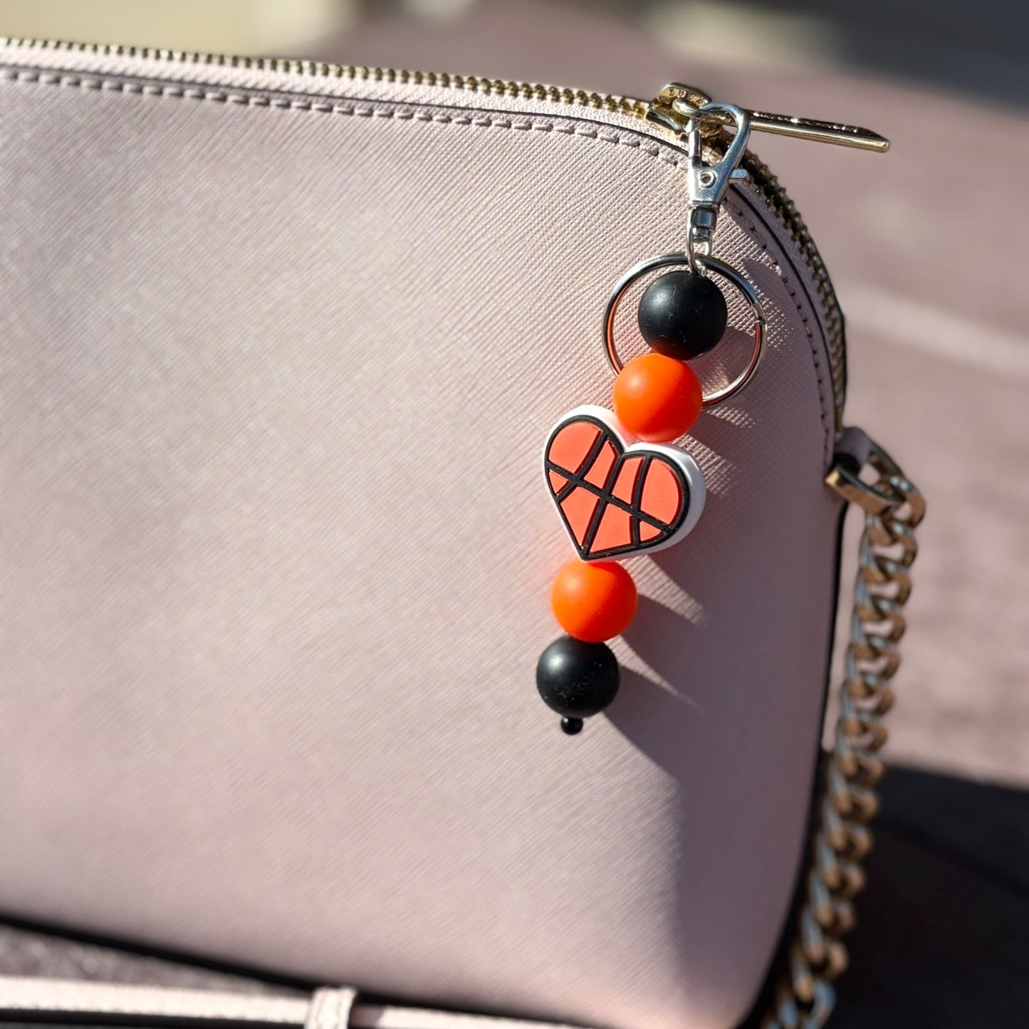 Heart Sports Beaded Keychain