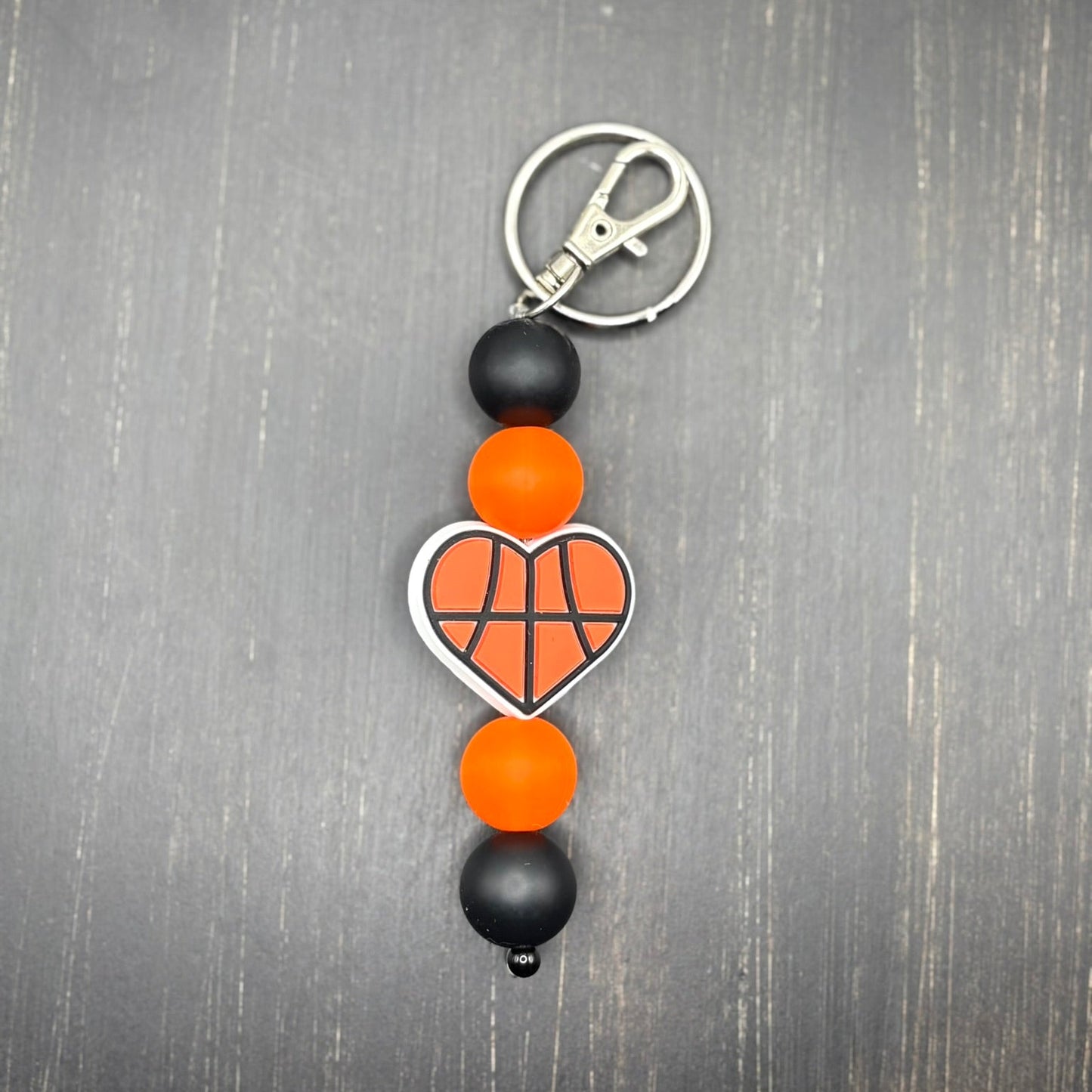 Heart Sports Beaded Keychain