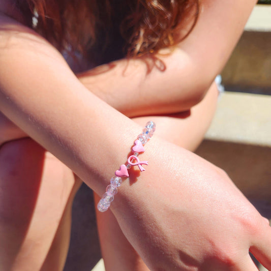 Breast Cancer Awareness Beaded Bracelet