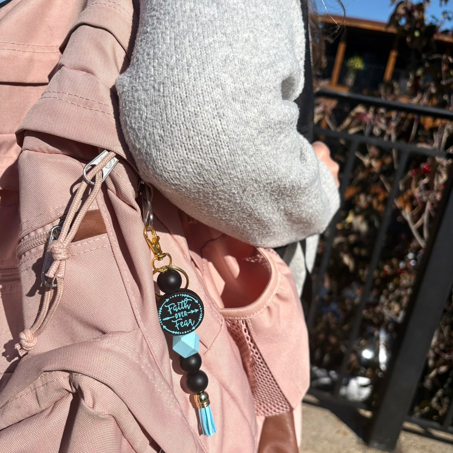 Faith Over Fear Beaded Keychains