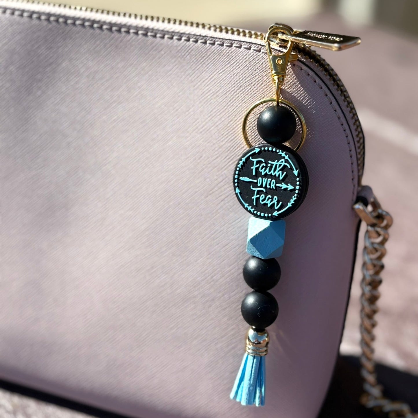 Faith Over Fear Beaded Keychains
