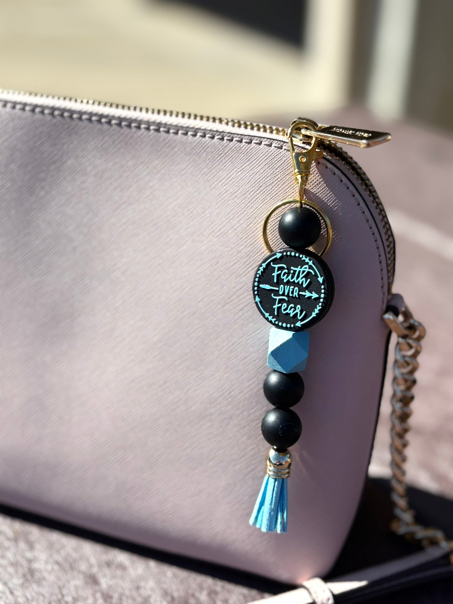 Faith Over Fear Beaded Keychains