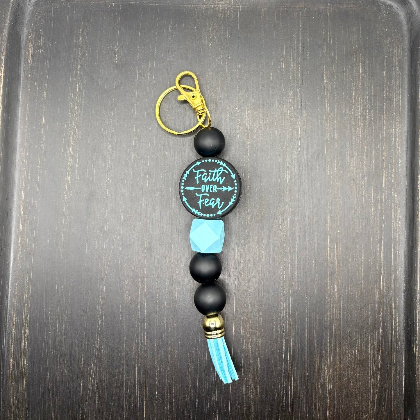 Faith Over Fear Beaded Keychains