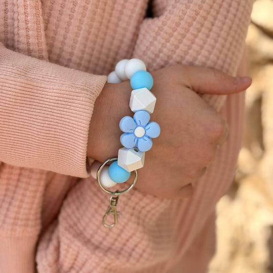 Blue Flower Wristlet