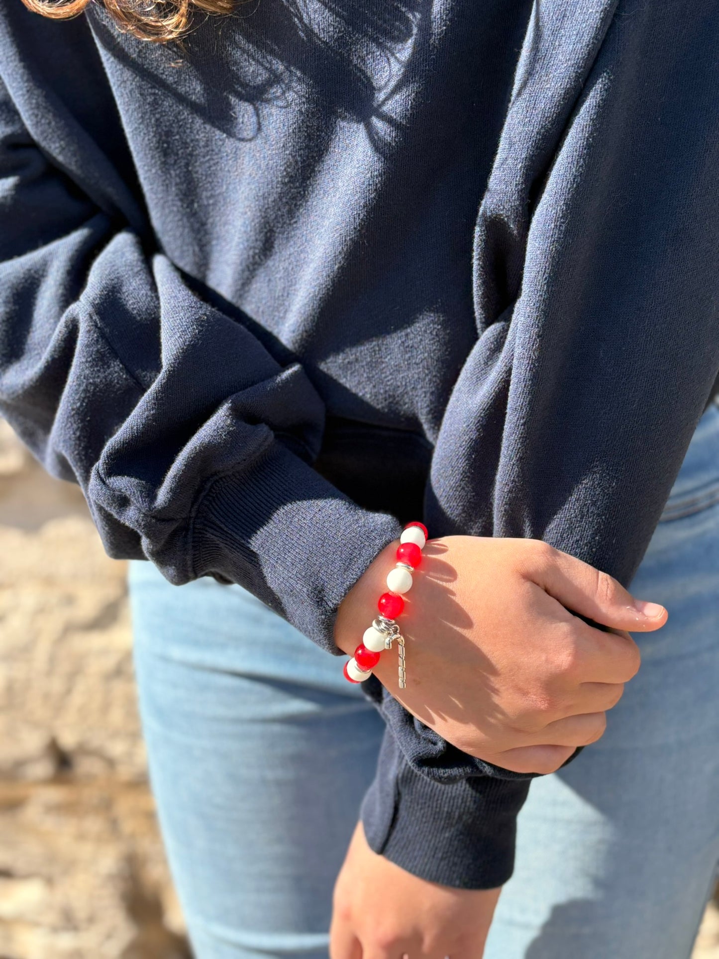 Candy Cane Beaded Bracelet