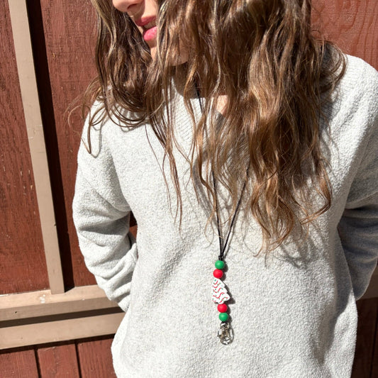 Christmas Tree Cake Silicone Beaded Lanyard