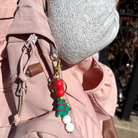 Christmas Tree Silicone Beaded Keychain