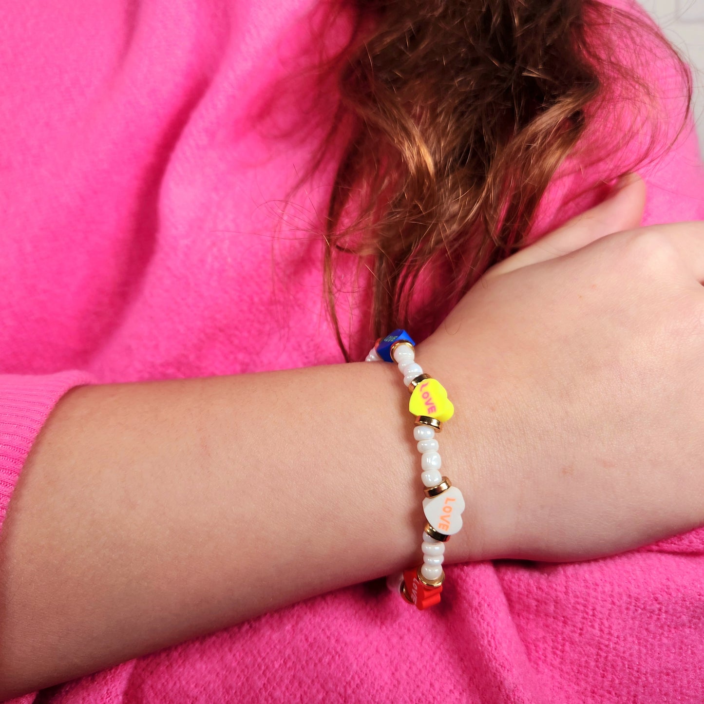 Conversation Hearts Beaded Bracelet