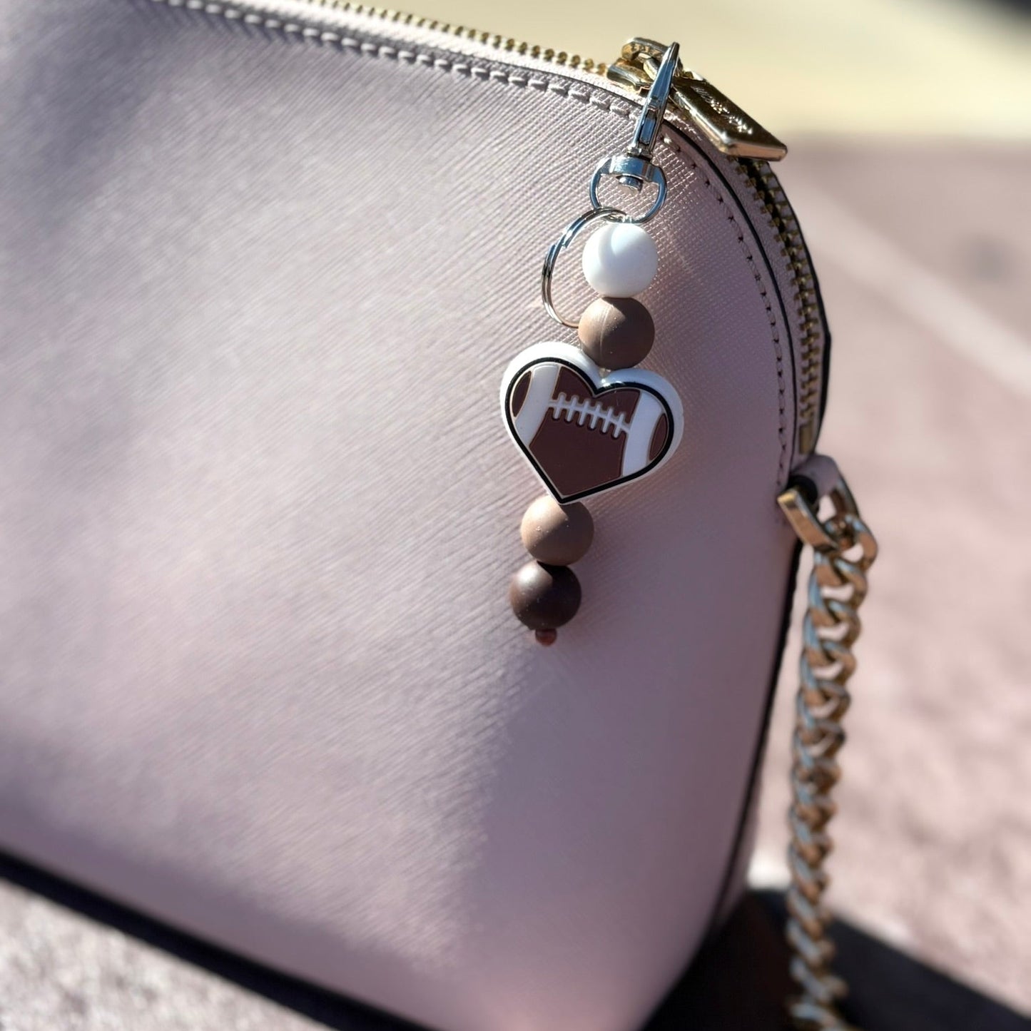 Heart Sports Beaded Keychain