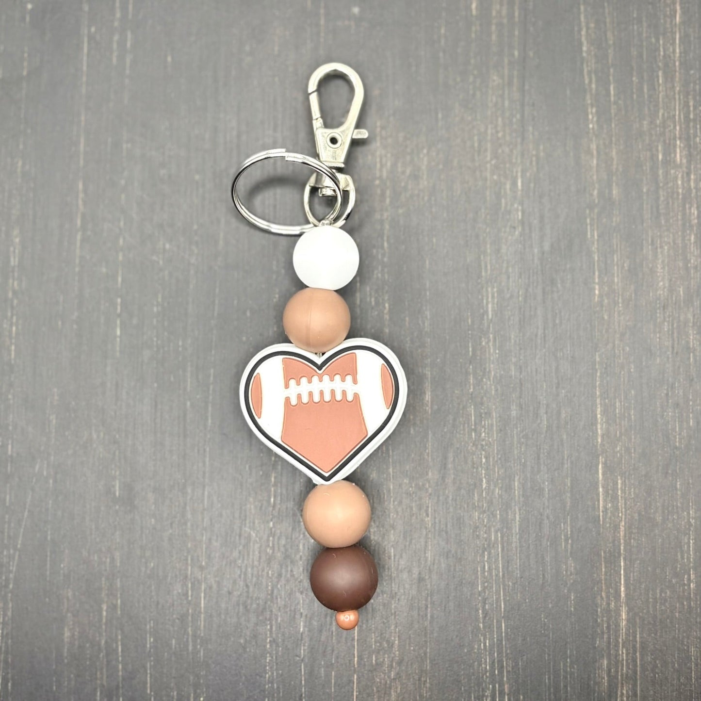 Heart Sports Beaded Keychain