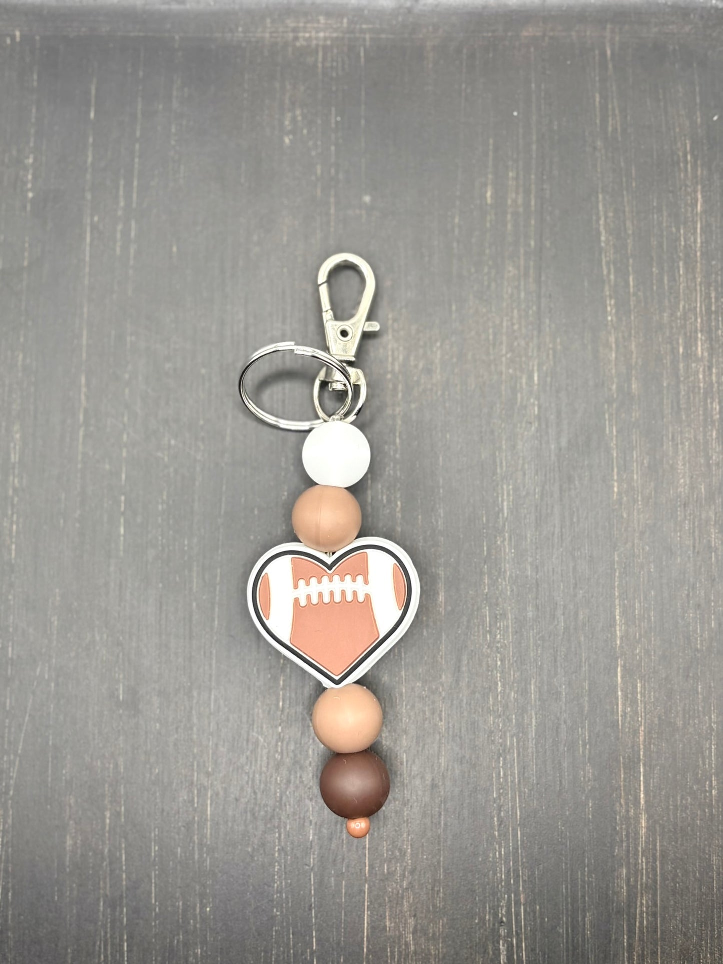 Heart Sports Beaded Keychain