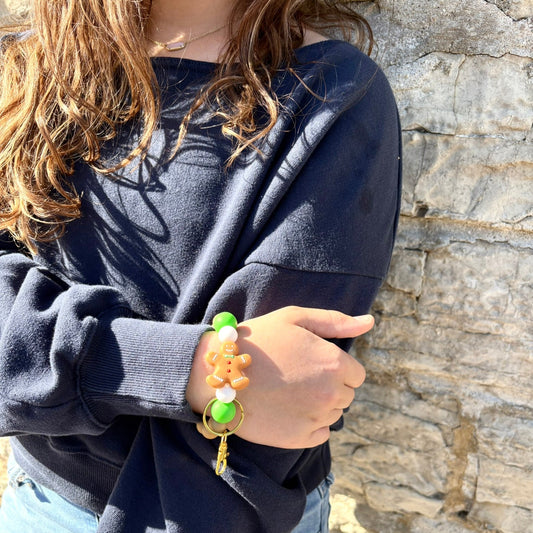 Gingerbread Silicone Beaded Wristlet