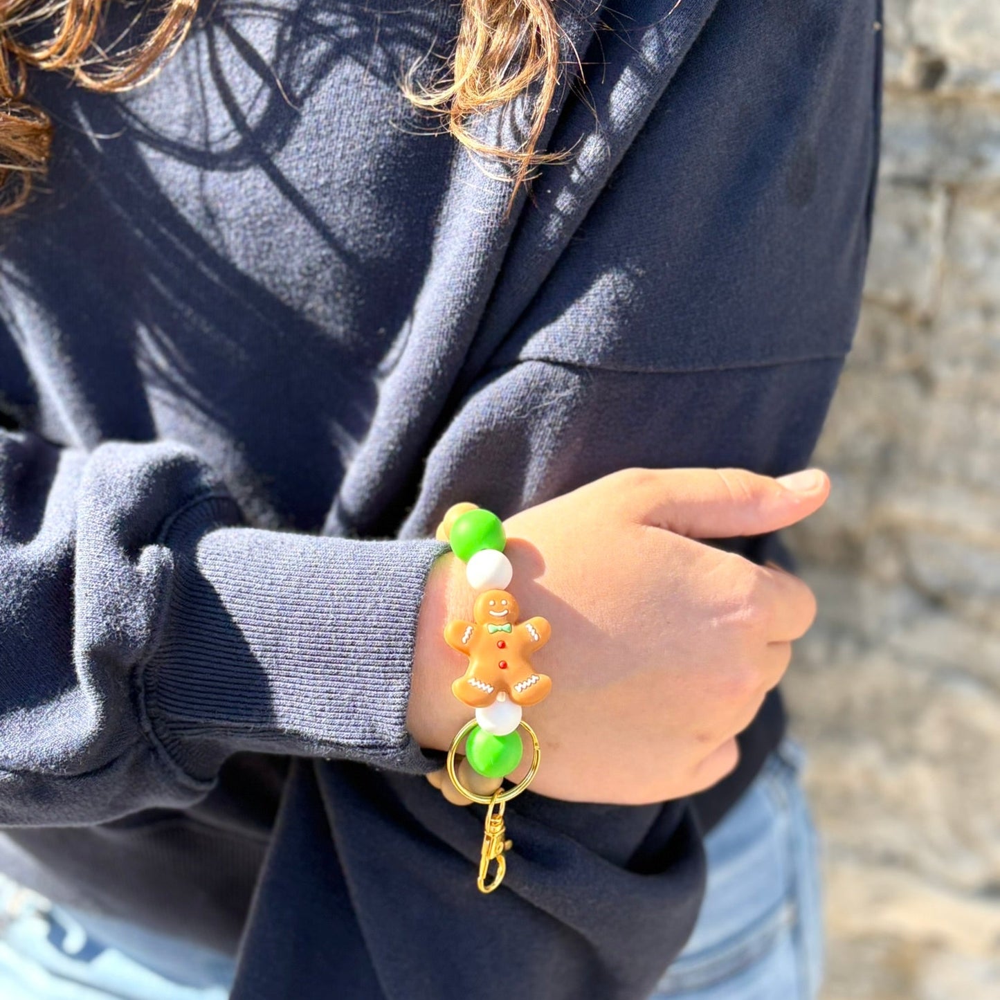 Gingerbread Silicone Beaded Wristlet