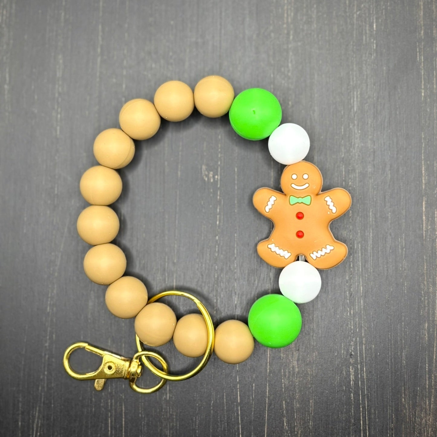 Gingerbread Silicone Beaded Wristlet