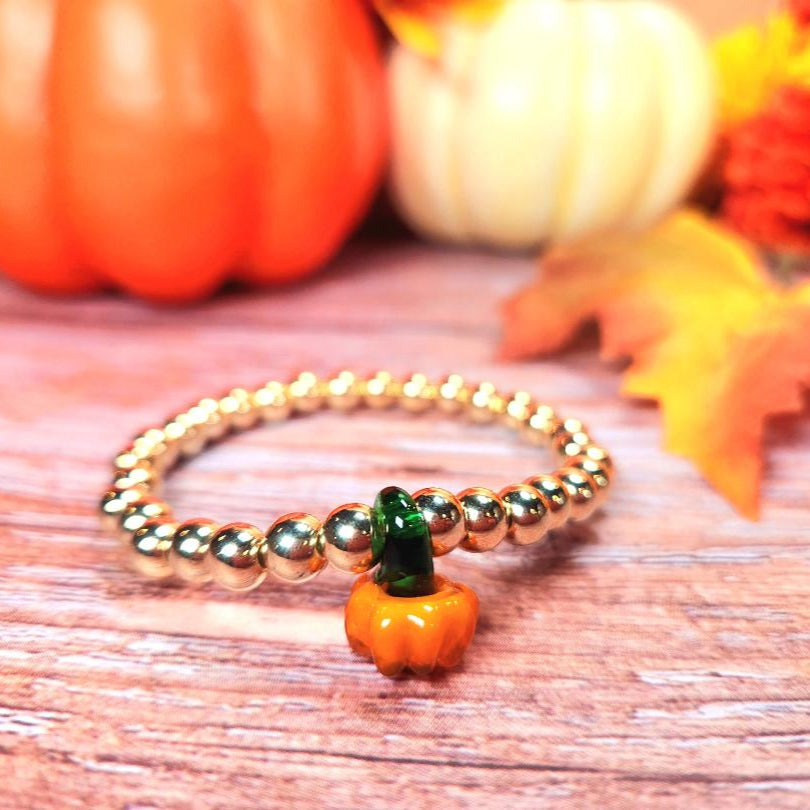 Pumpkin Charm Beaded Bracelet
