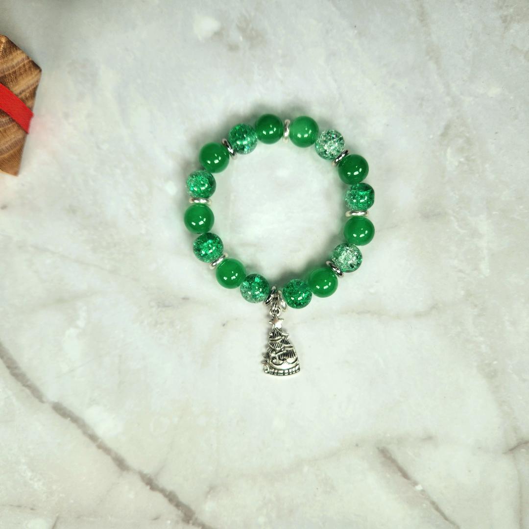 Christmas Tree Beaded Charm Bracelet