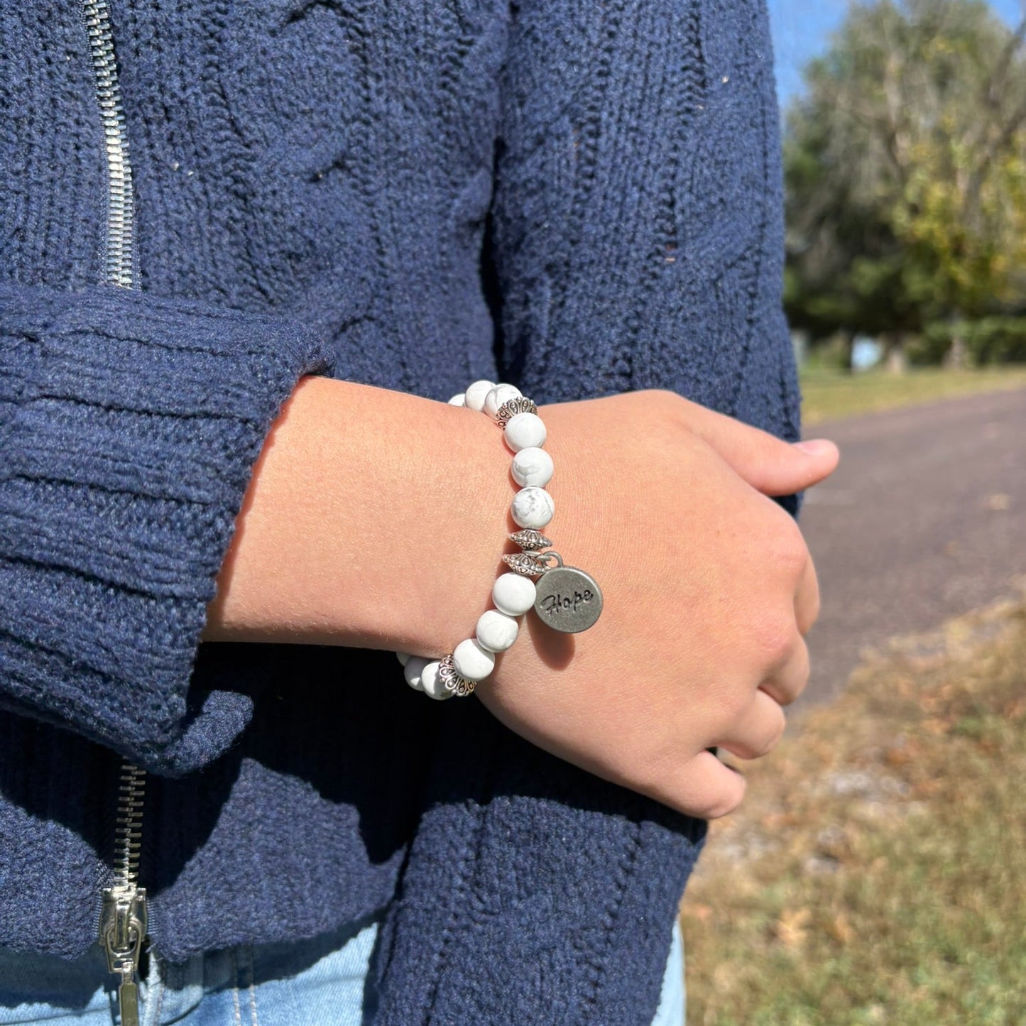 Hope Positive Message Charm Beaded Bracelet