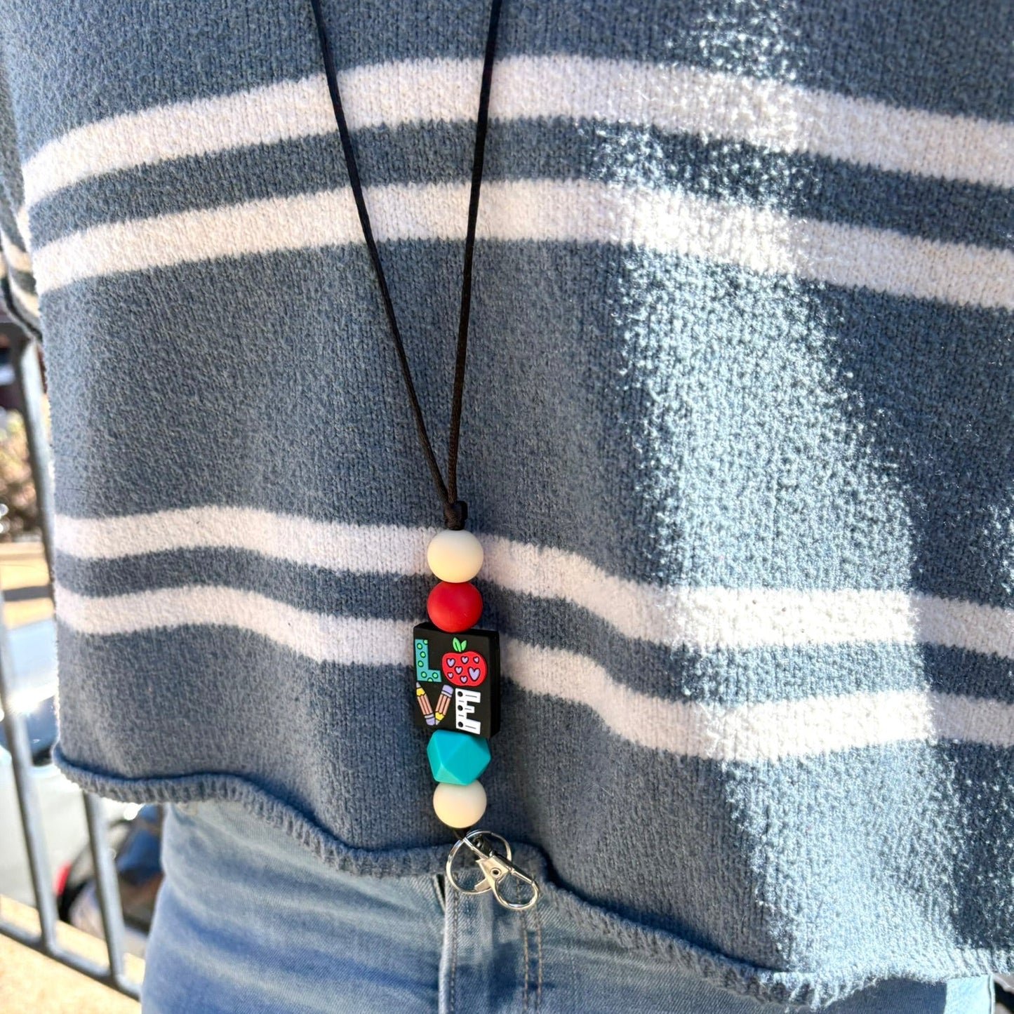 Love to Teach Silicone Beaded Lanyard