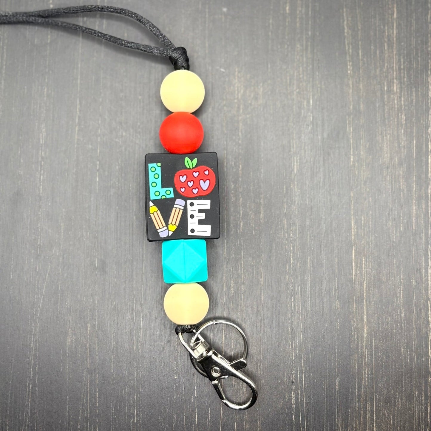 Love to Teach Silicone Beaded Lanyard
