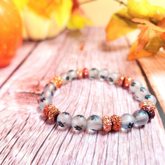 Frosted Harvest Leaf Beaded Bracelet