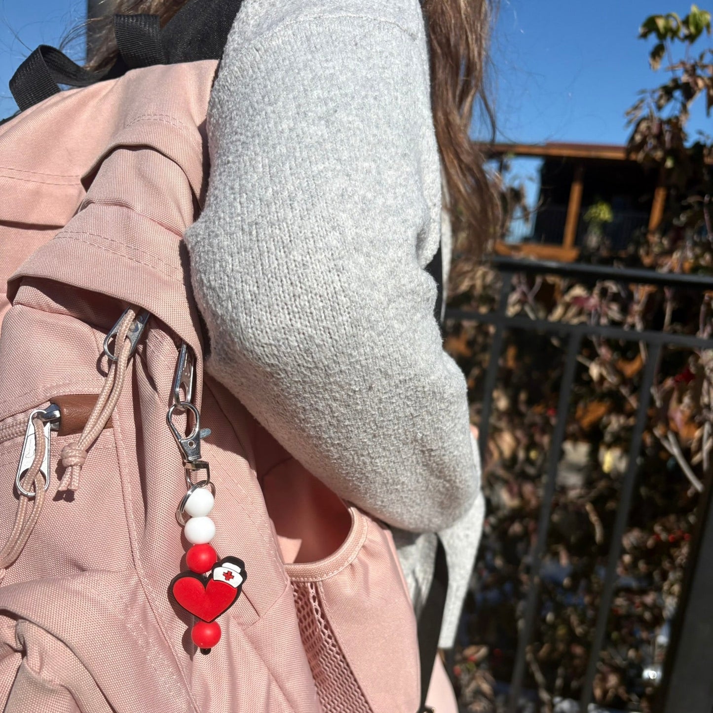 Nurse Heart Silicone Beaded Keychain