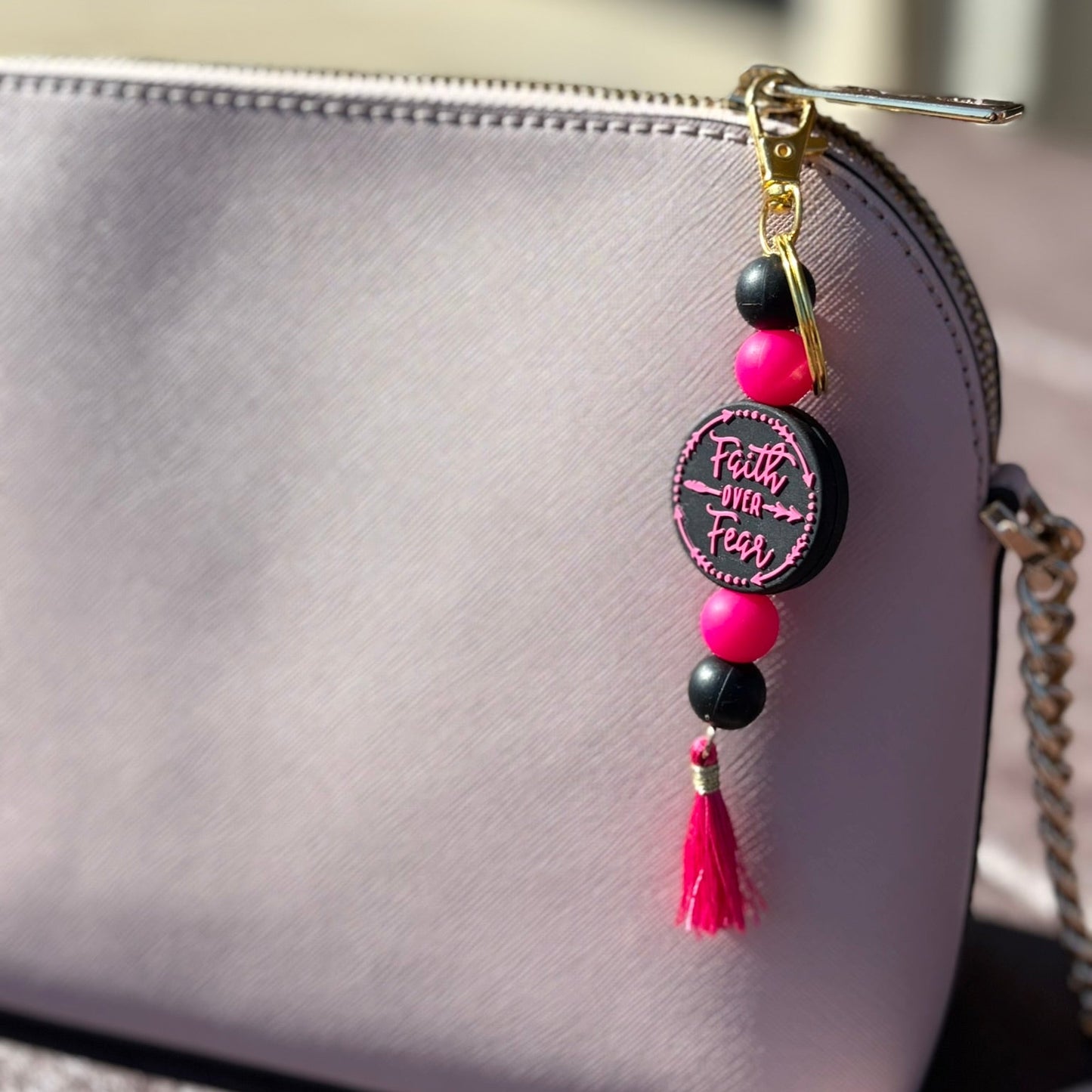 Faith Over Fear Beaded Keychains