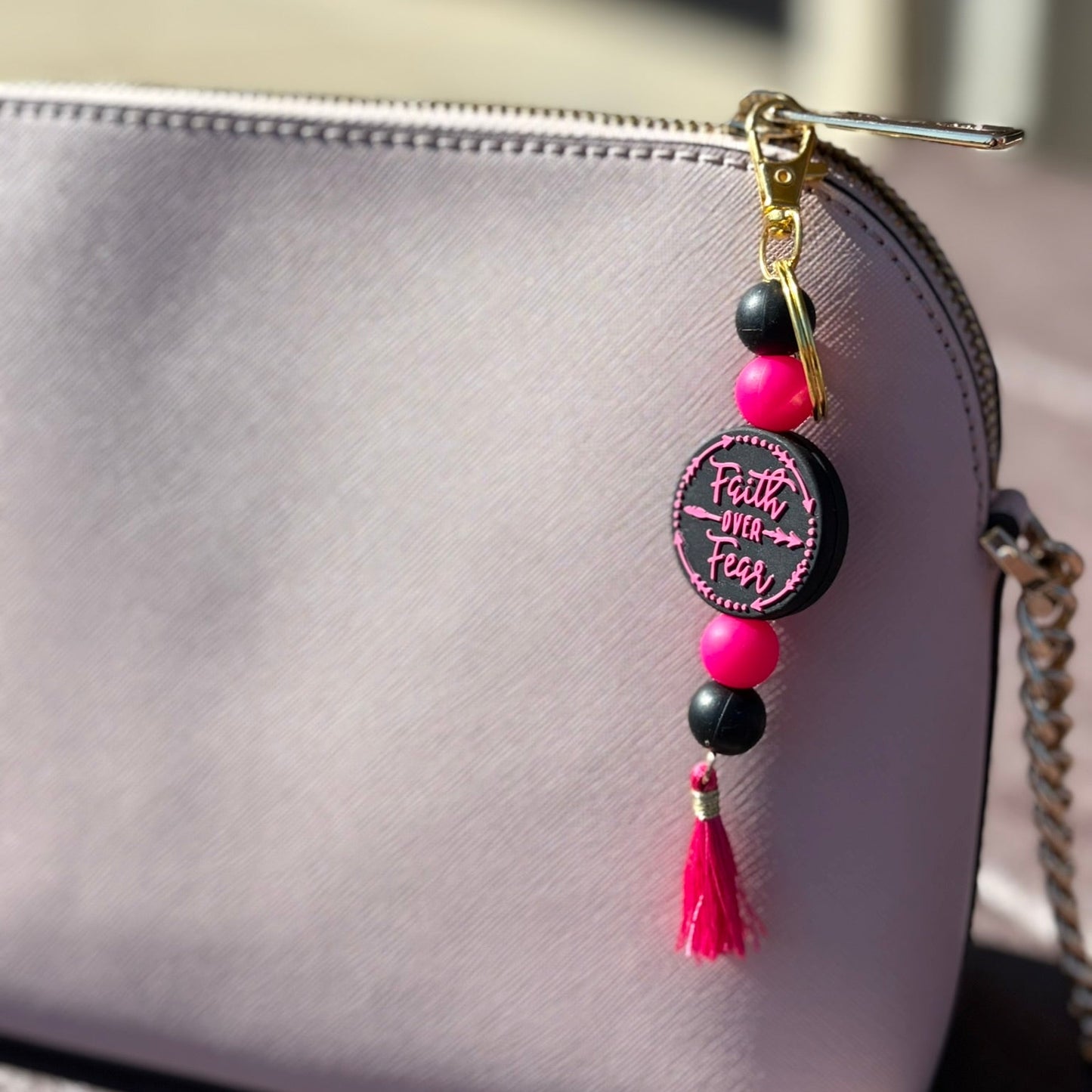 Faith Over Fear Beaded Keychains