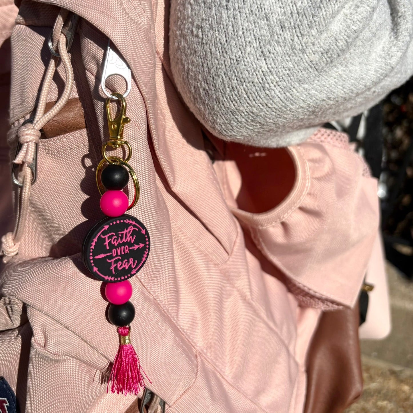 Faith Over Fear Beaded Keychains