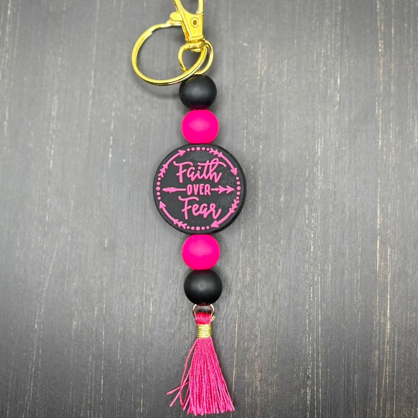 Faith Over Fear Beaded Keychains