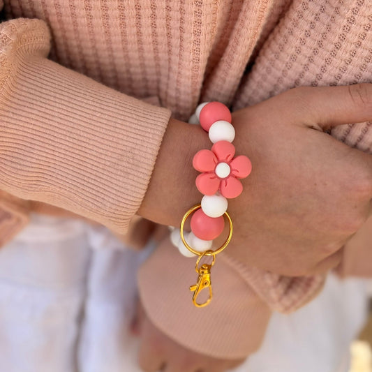 Pink Flower Wristlet