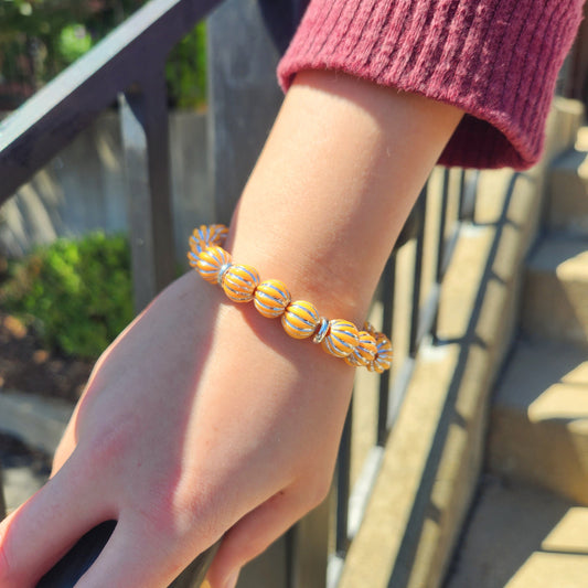 Grooved Pumpkin Beaded Bracelet
