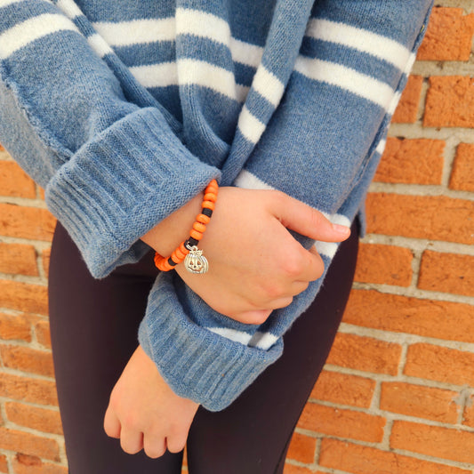 Pumpkin Beaded Charm Bracelet