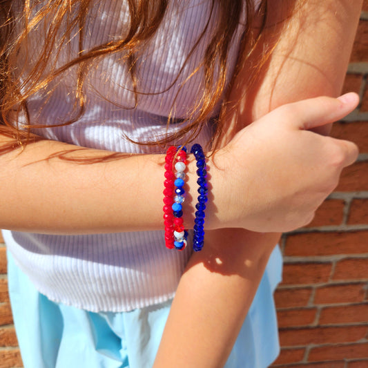 Patriotic Faceted 3pc Bracelet Set