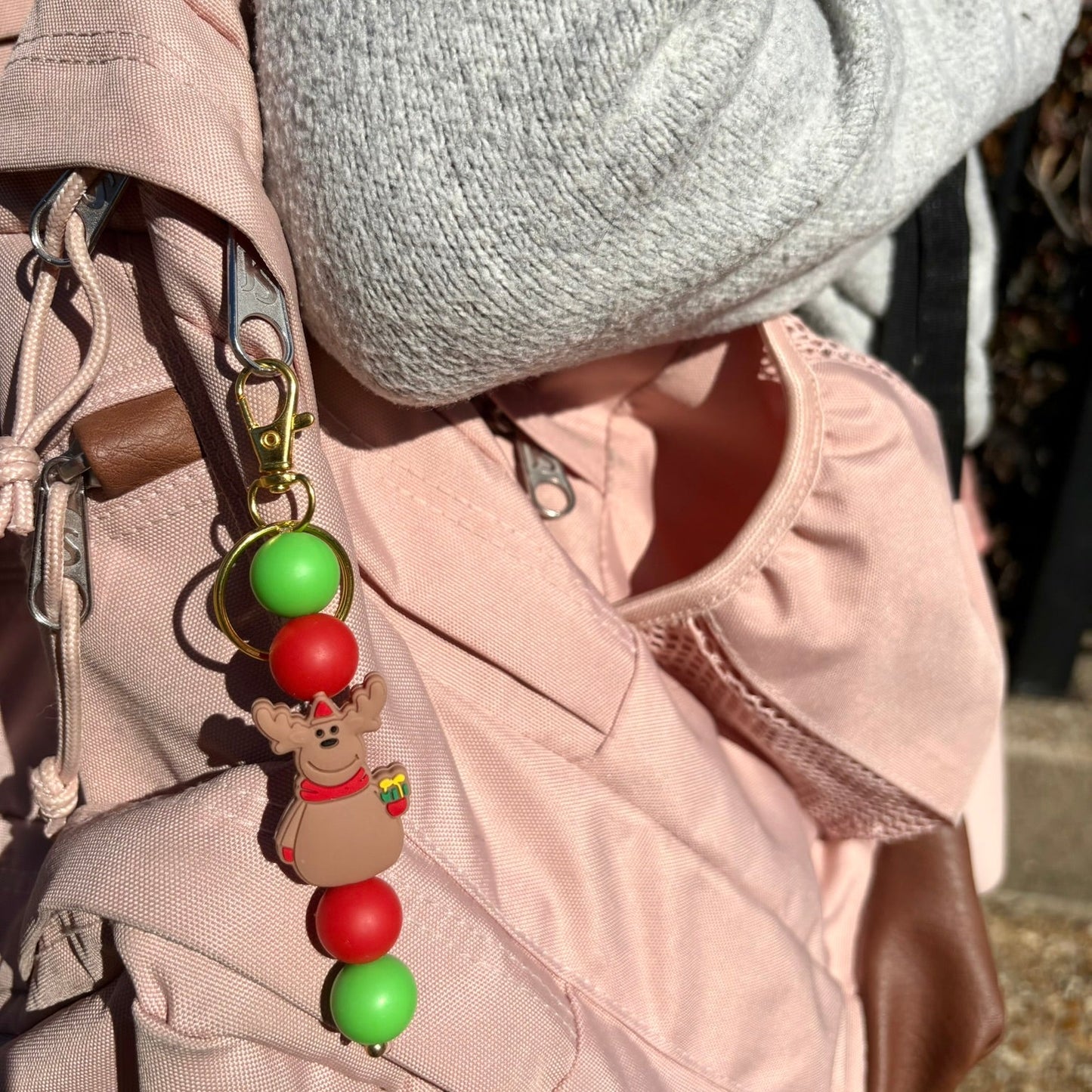 Reindeer Silicone Beaded Keychain