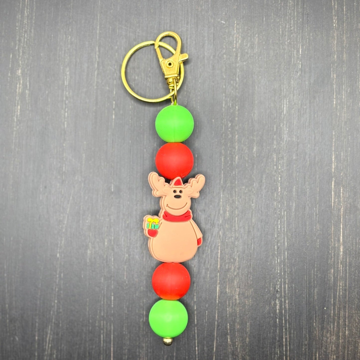 Reindeer Silicone Beaded Keychain
