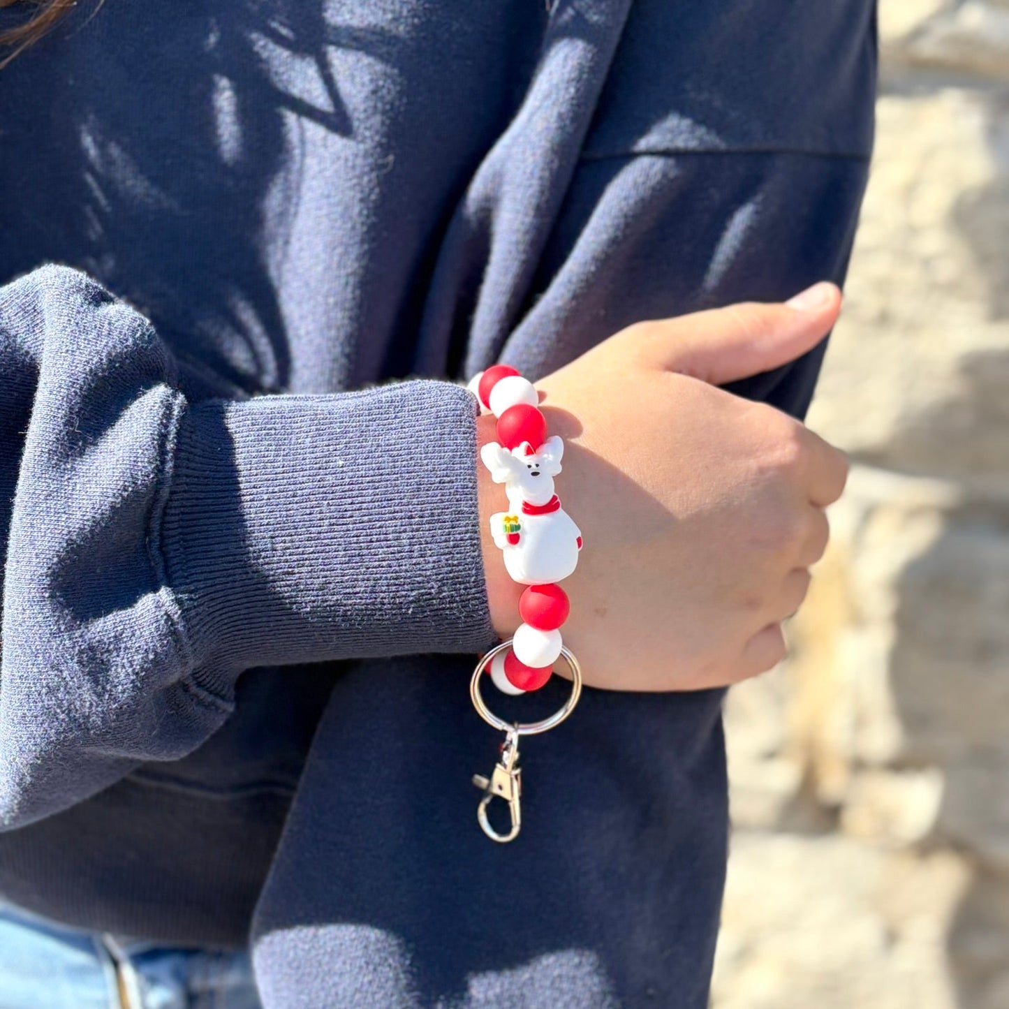 Reindeer Silicone Beaded Wristlet
