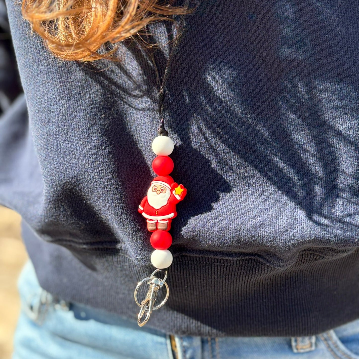 Santa Silicone Beaded Lanyard