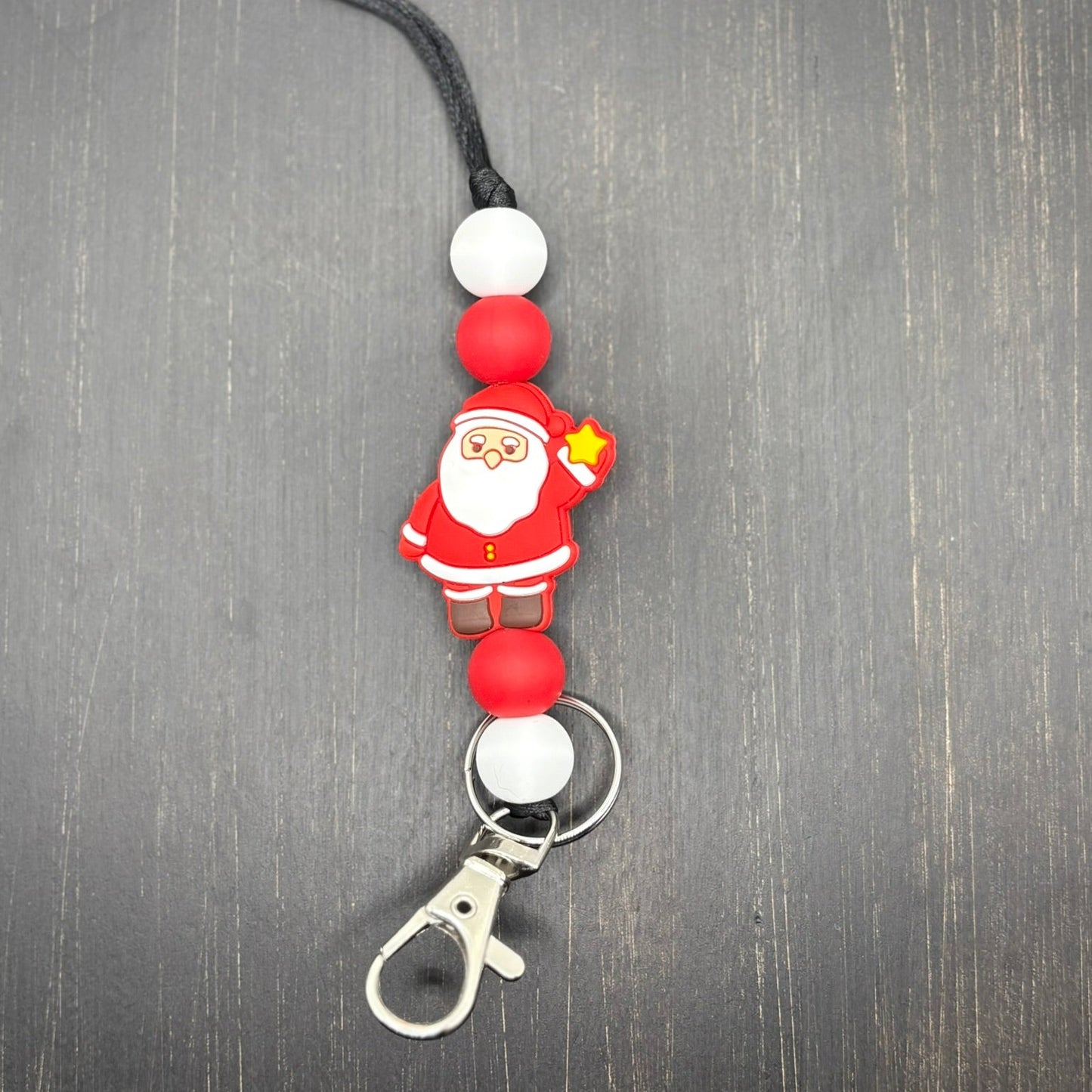 Santa Silicone Beaded Lanyard