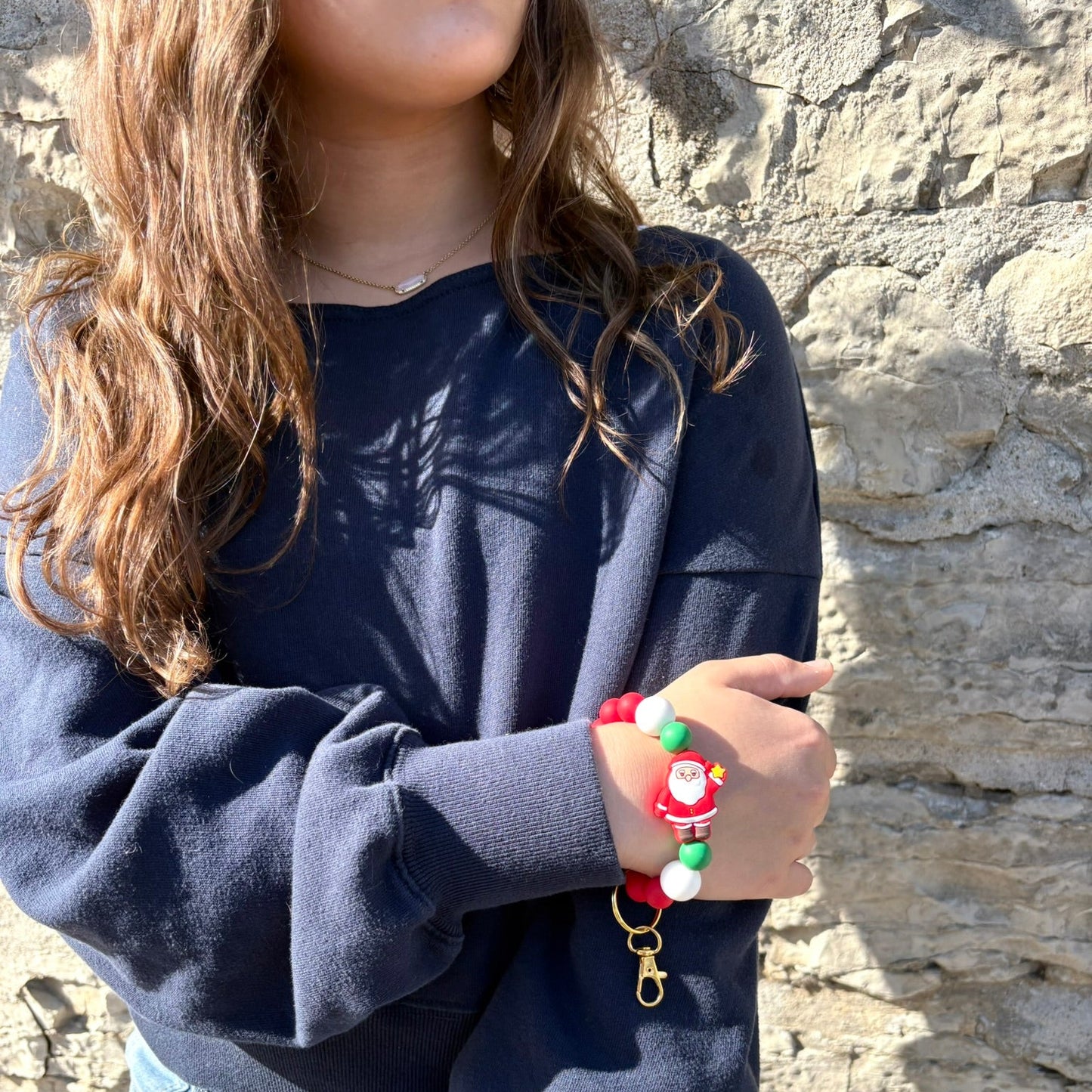 Santa Silicone Beaded Wristlet