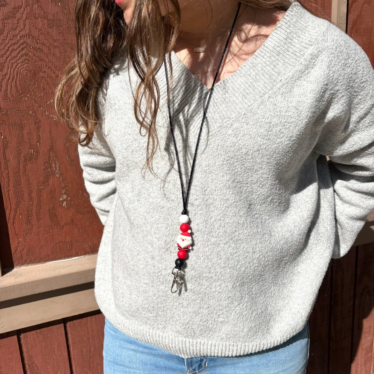 Santa Silicone Beaded Lanyard