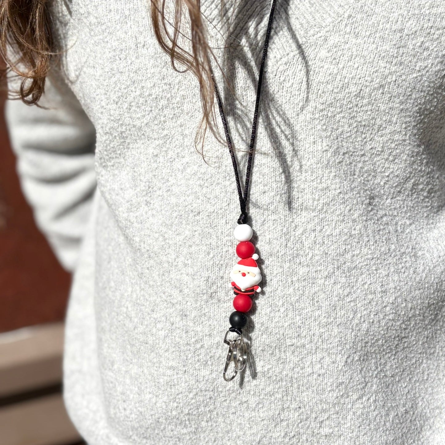 Santa Silicone Beaded Lanyard