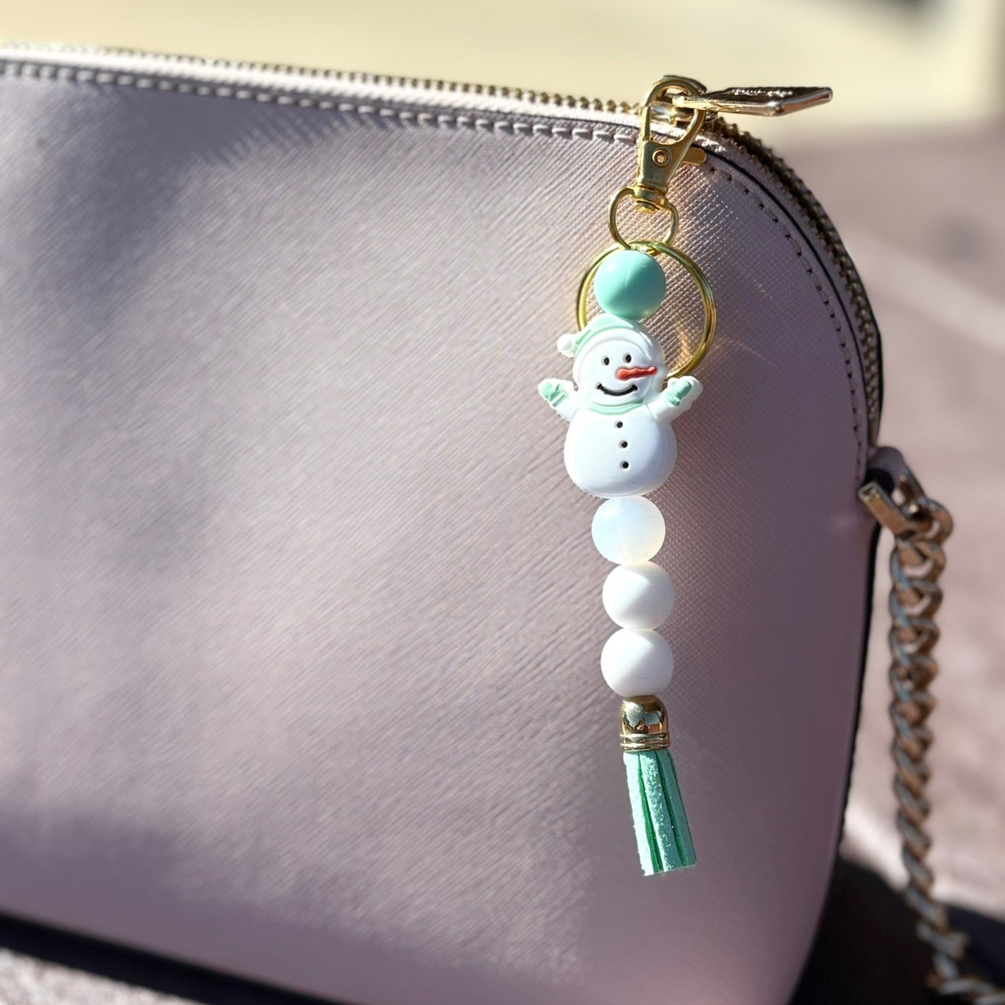 Snowman Silicone Beaded Keychain