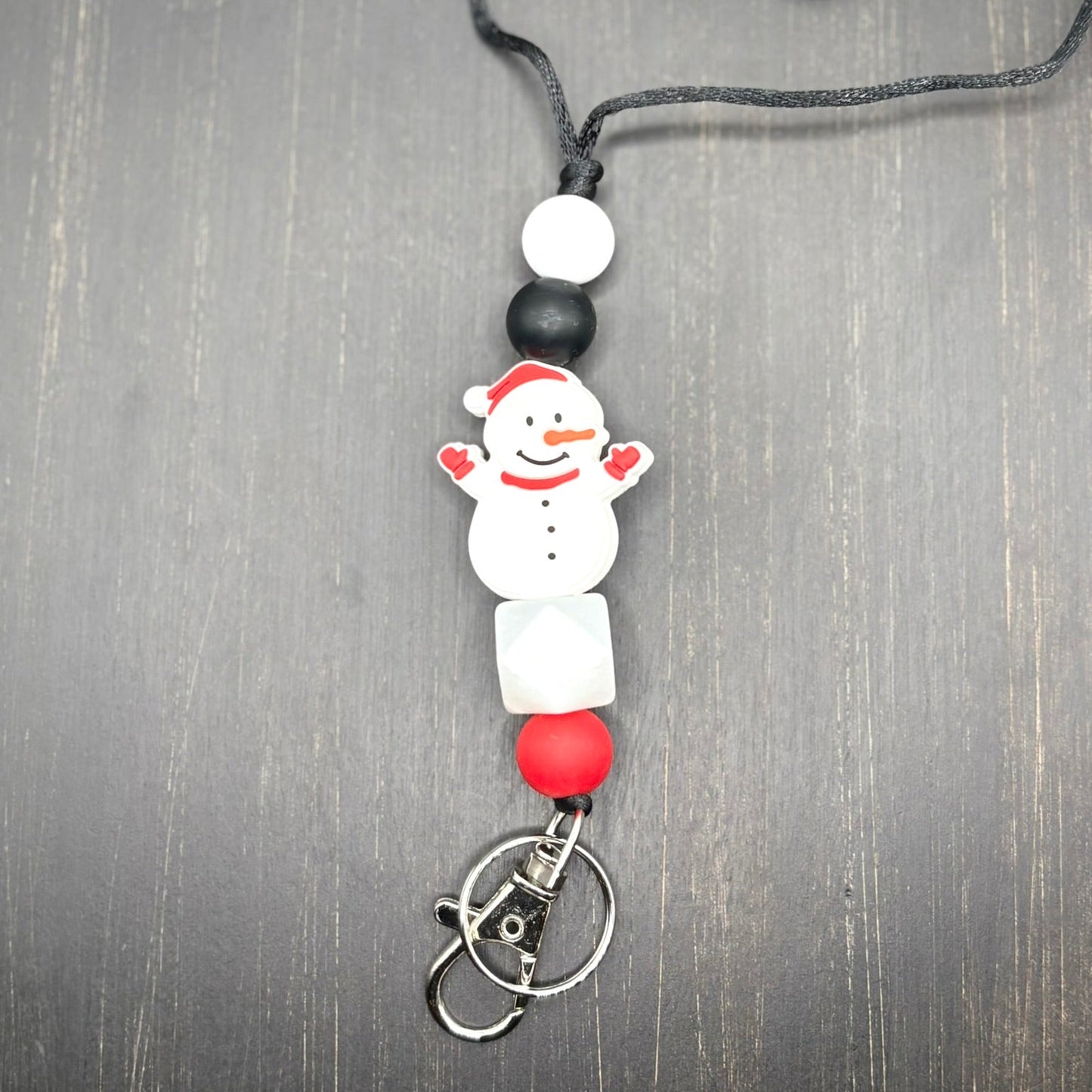 Snowman Silicone Beaded Lanyard