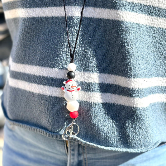Snowman Silicone Beaded Lanyard