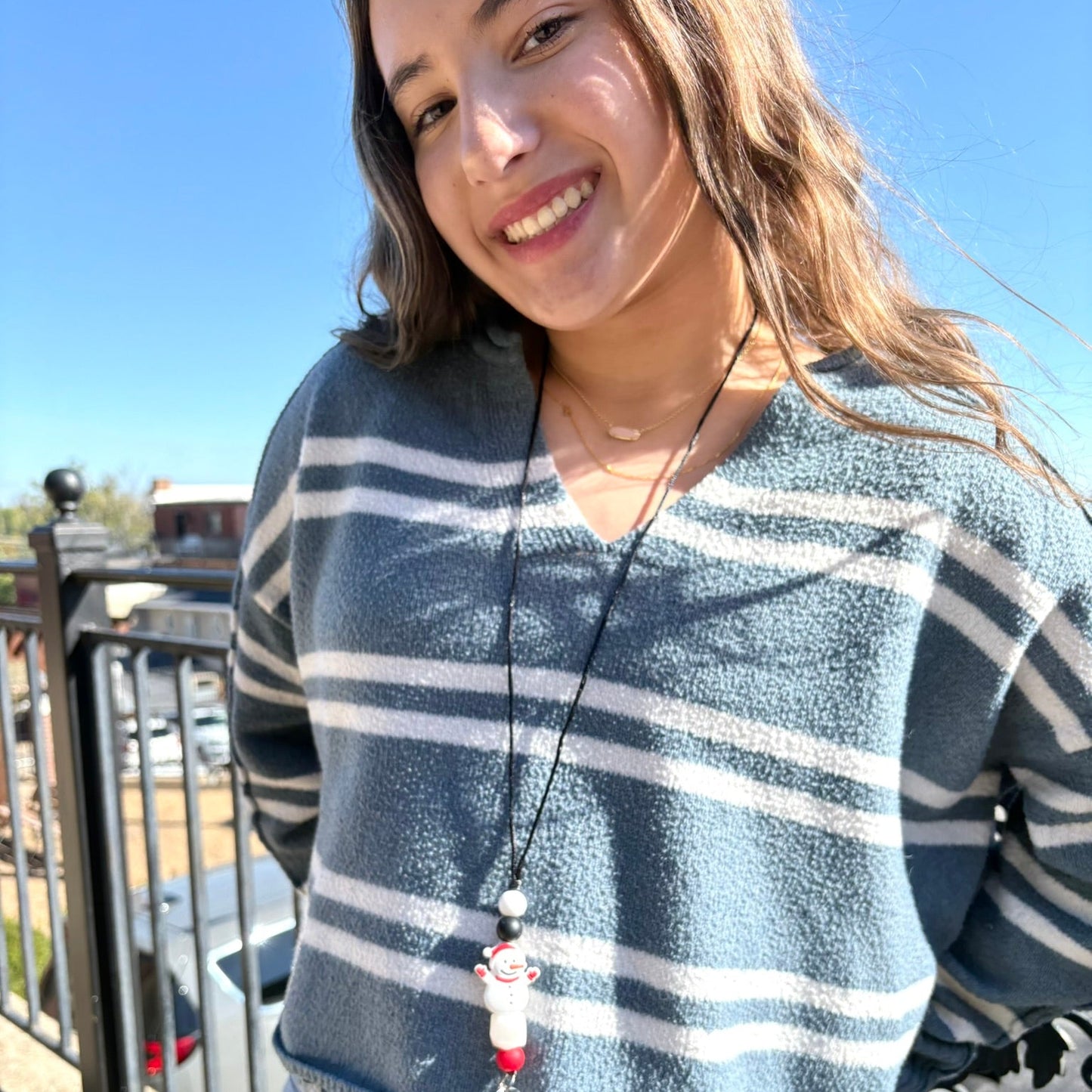 Snowman Silicone Beaded Lanyard