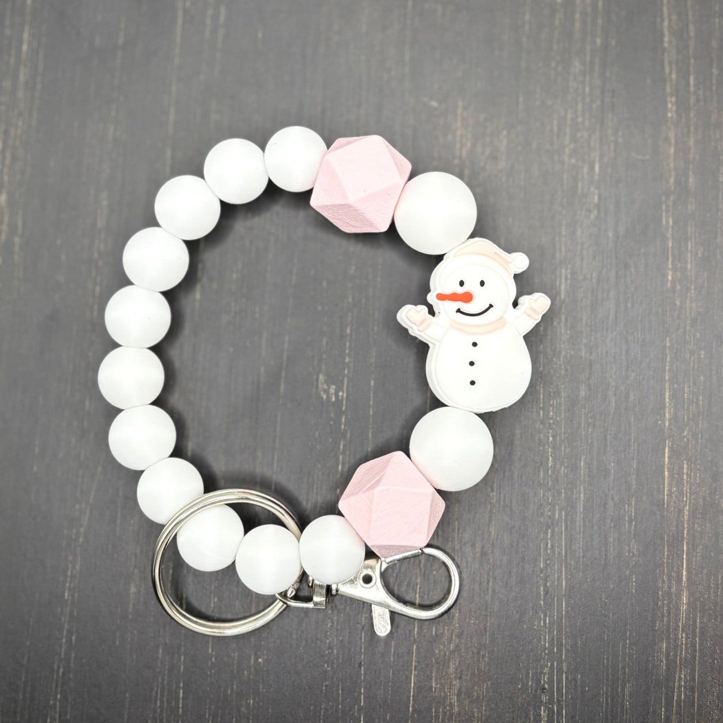 Snowman Silicone Beaded Wristlet