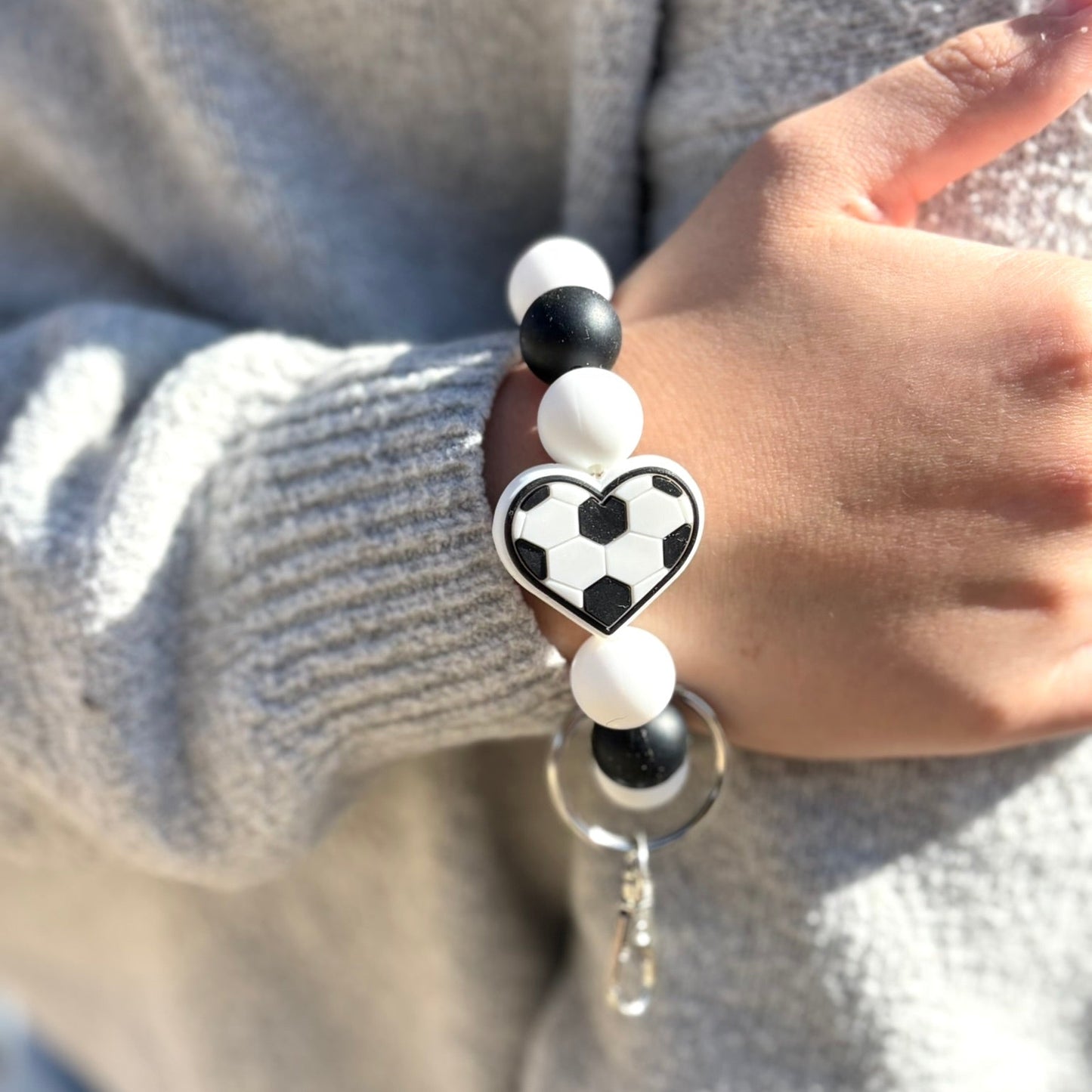 Soccer Silicone Beaded Wristlet