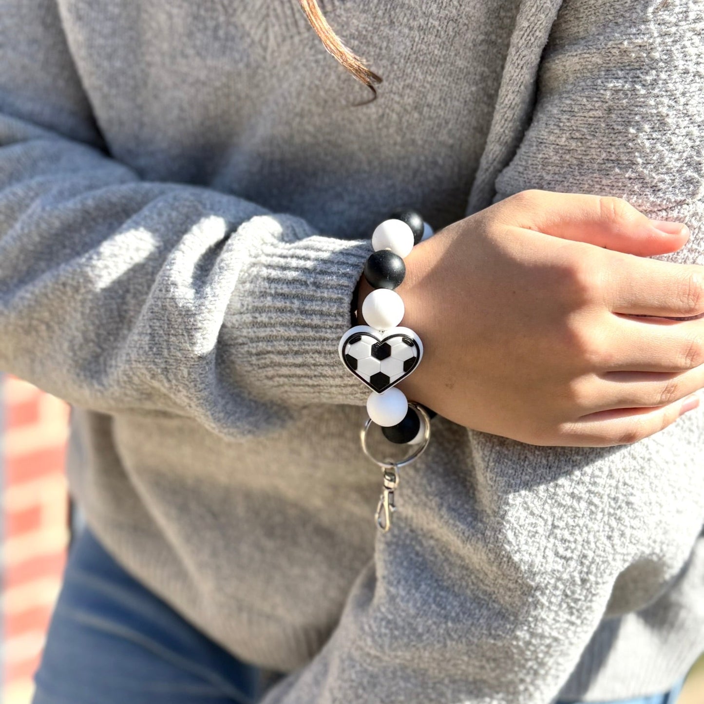 Soccer Silicone Beaded Wristlet